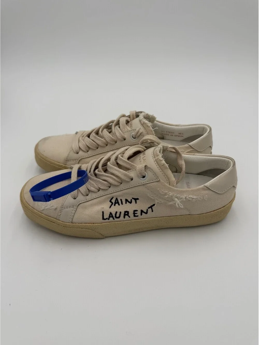 Saint Laurent SL06 Court Classic Light Beige Sneakers Womens Size 6.5/36.5